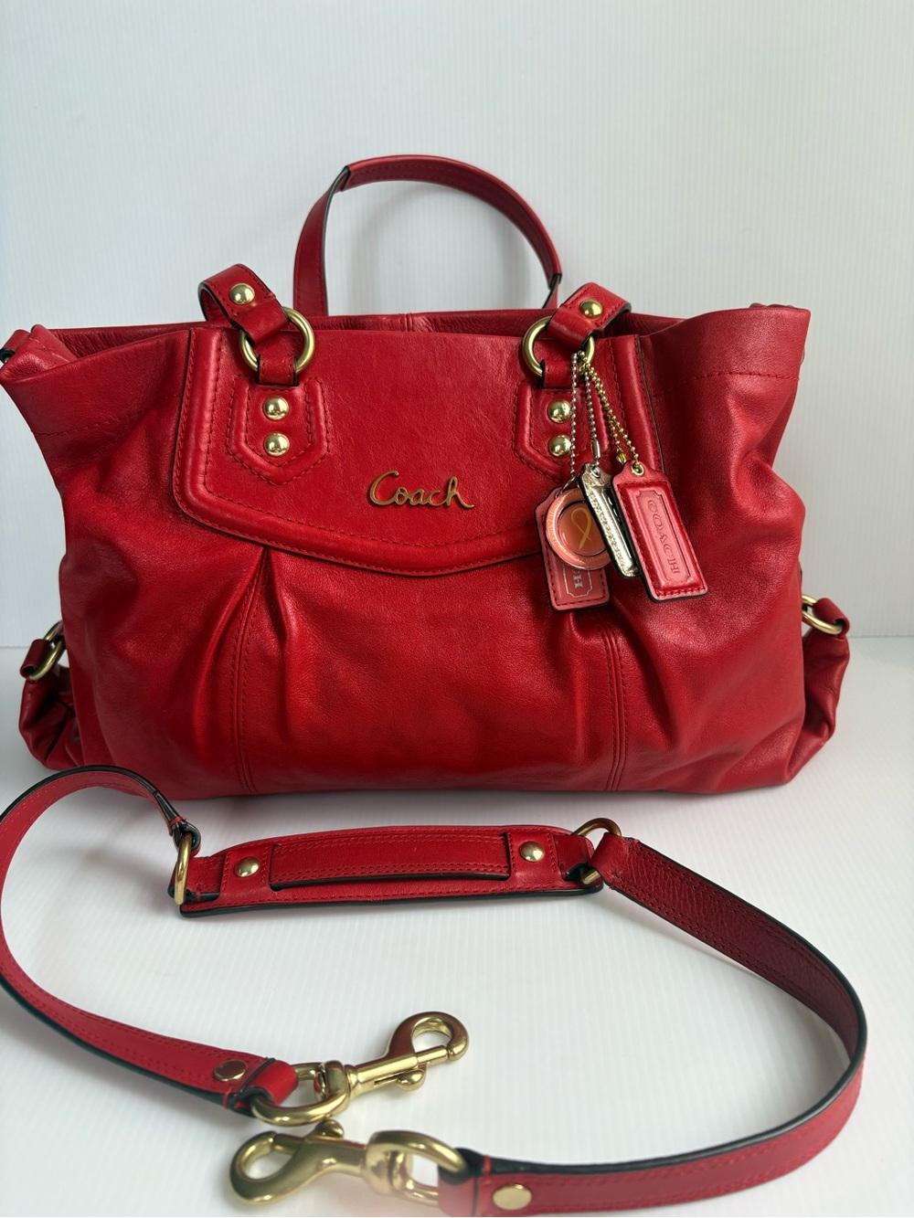 Vintage Coach  Ashley Carryall/Shoulder Bag Red Leather F 19243 EUC